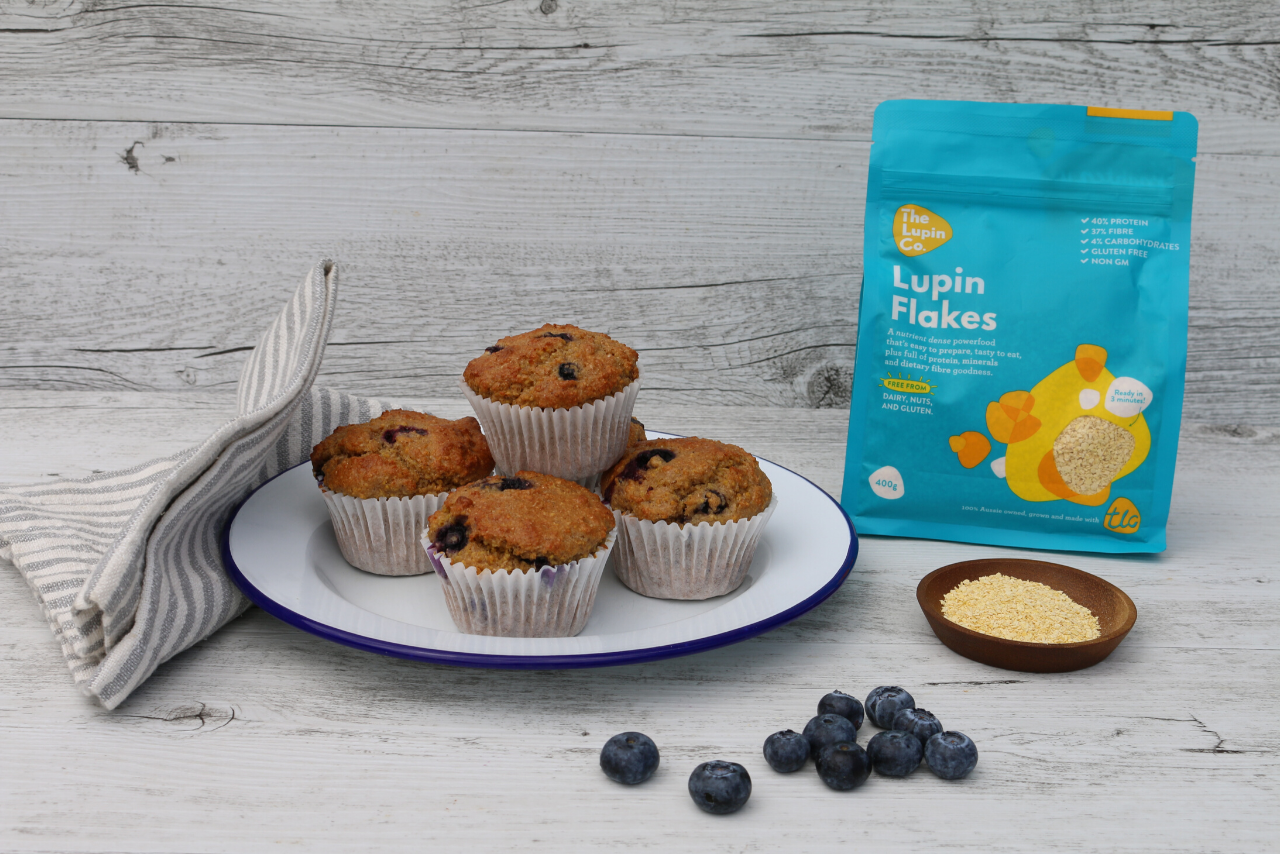 Protein and fibre rich lupin muffins