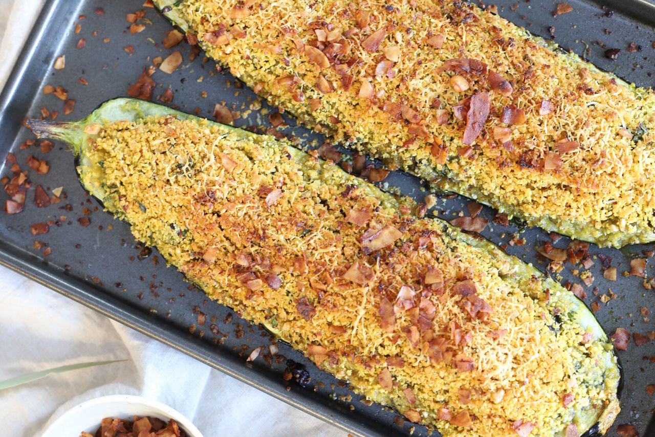 Lupin Stuffed Courgettes